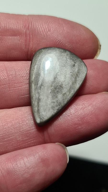 28x19mm silver sheen obsidian cabochon