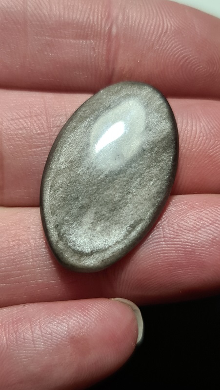 30x19mm silver sheen obsidian cabochon