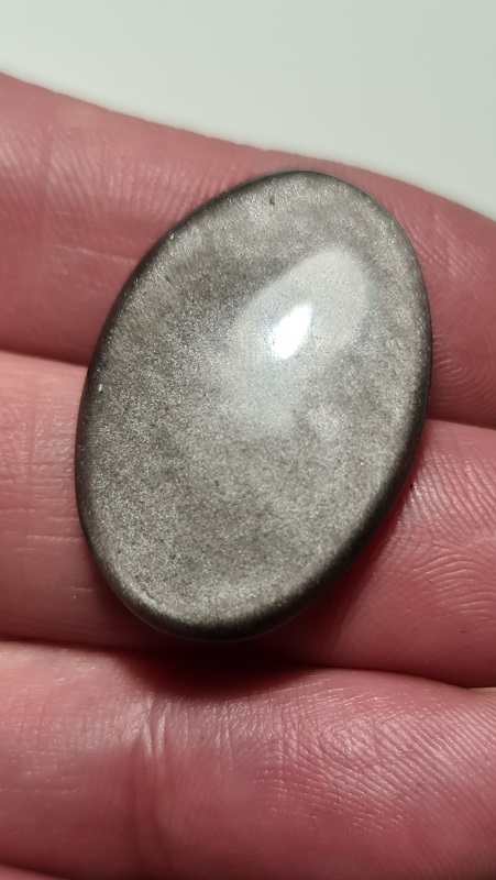 31x20mm silver sheen obsidian cabochon