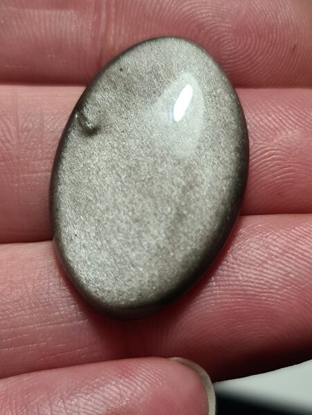30x19mm silver sheen obsidian cabochon