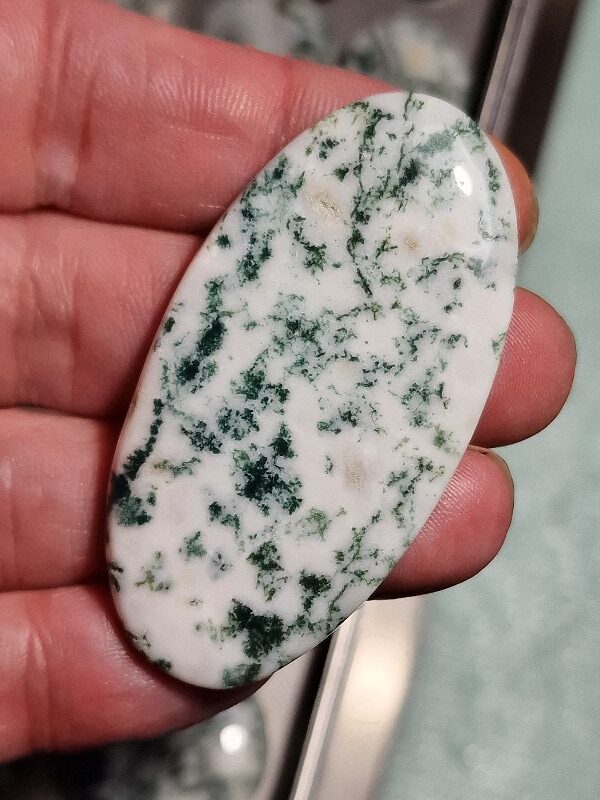 60x32mm green tree agate cabochon