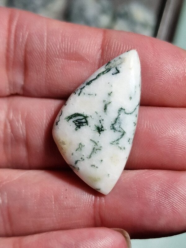 35x20mm green tree agate cabochon