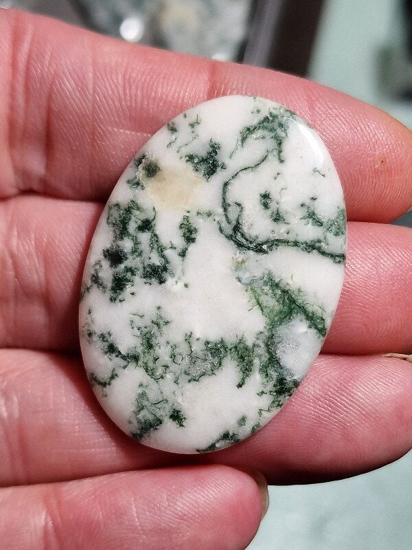 44x29mm green tree agate cabochon