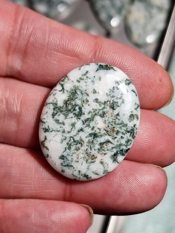 34x28mm green tree agate cabochon