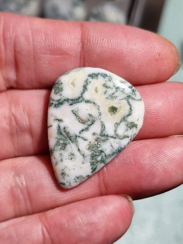 35x27mm green tree agate cabochon