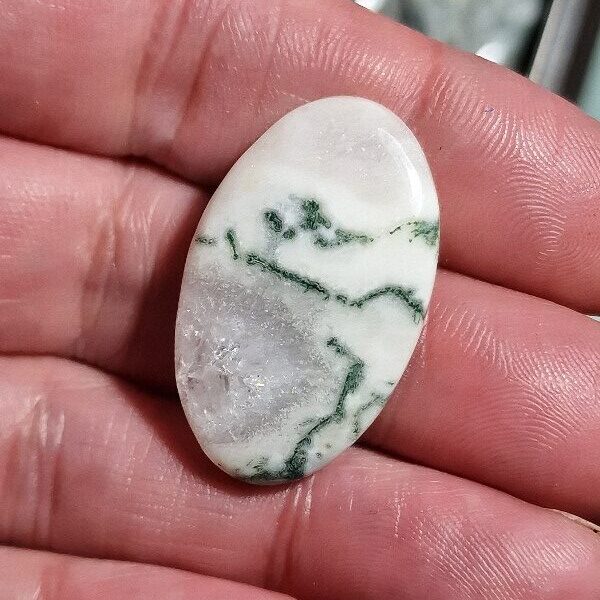 34x20mm green tree agate cabochon
