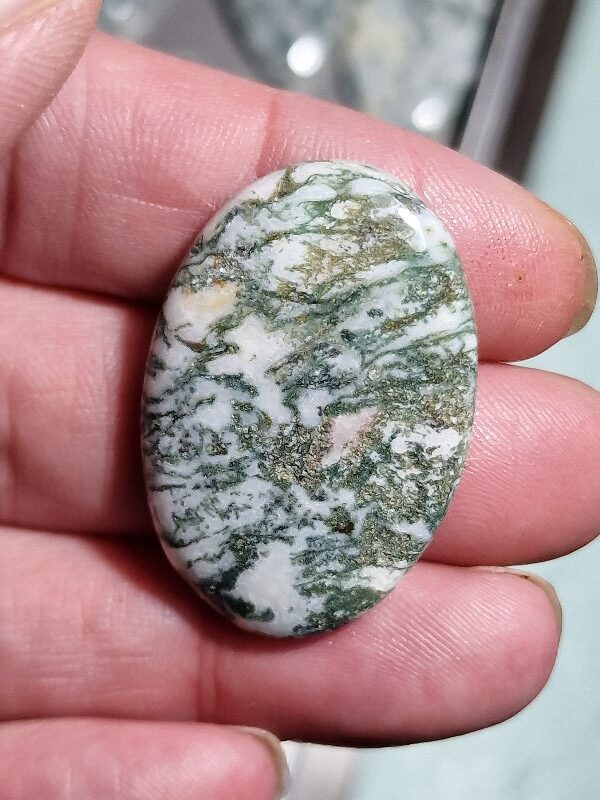 37x25mm green tree agate cabochon