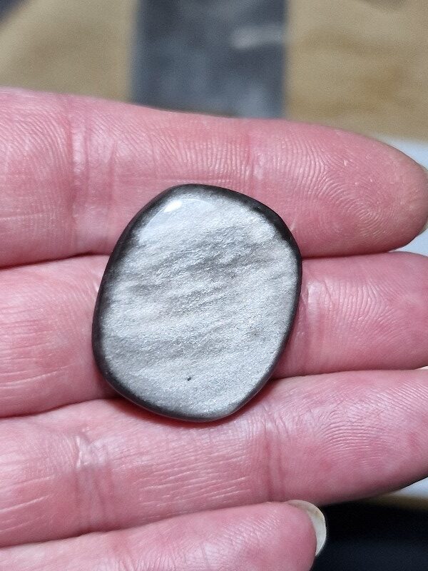 29x25mm silver sheen obsidian cabochon