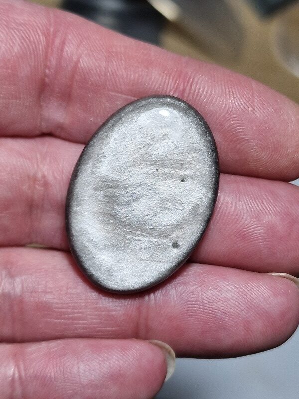 34x24mm silver sheen obsidian cabochon