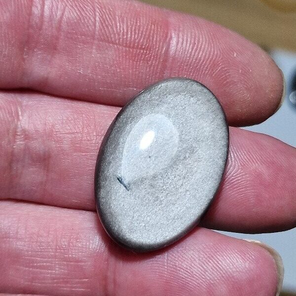 31x21mm silver sheen obsidian cabochon