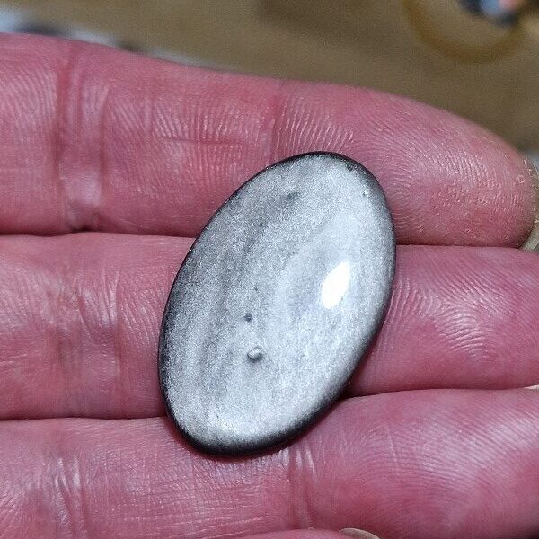 32x20mm silver sheen obsidian cabochon