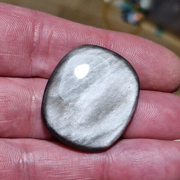 31x28mm silver sheen obsidian cabochon