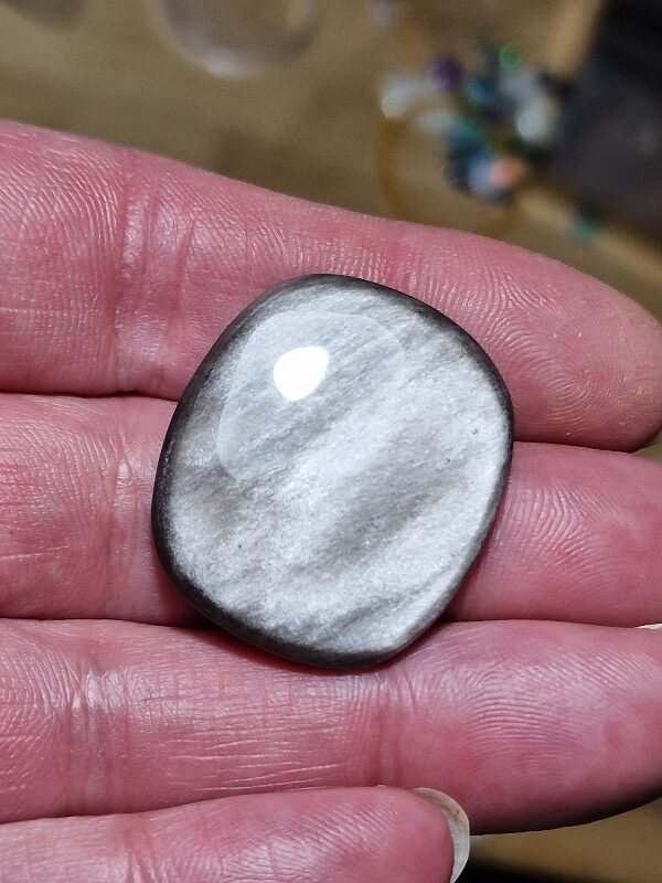 31x28mm silver sheen obsidian cabochon