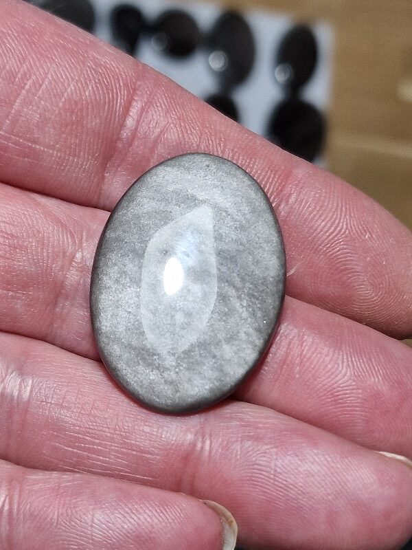 34x25mm silver sheen obsidian cabochon