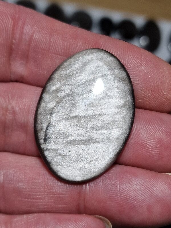 35x25mm silver sheen obsidian cabochon