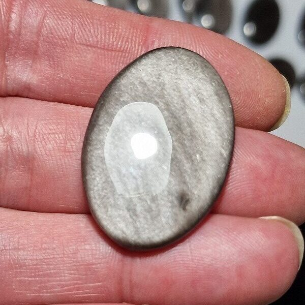 35x24mm silver sheen obsidian cabochon