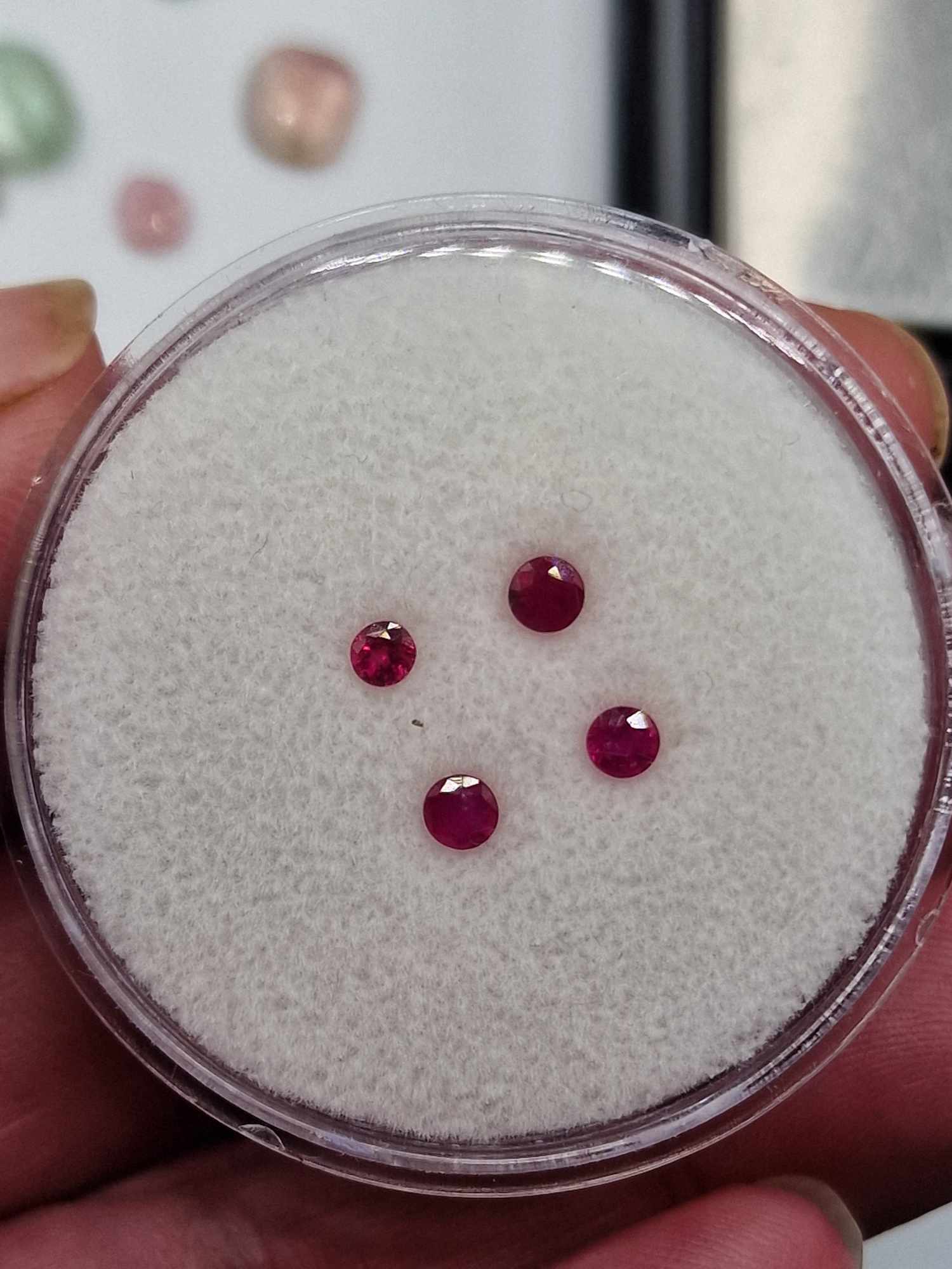1ct parcel 3.01mm, 3.57mm, 3.44mm & 3.52mm Mozambique ruby facets