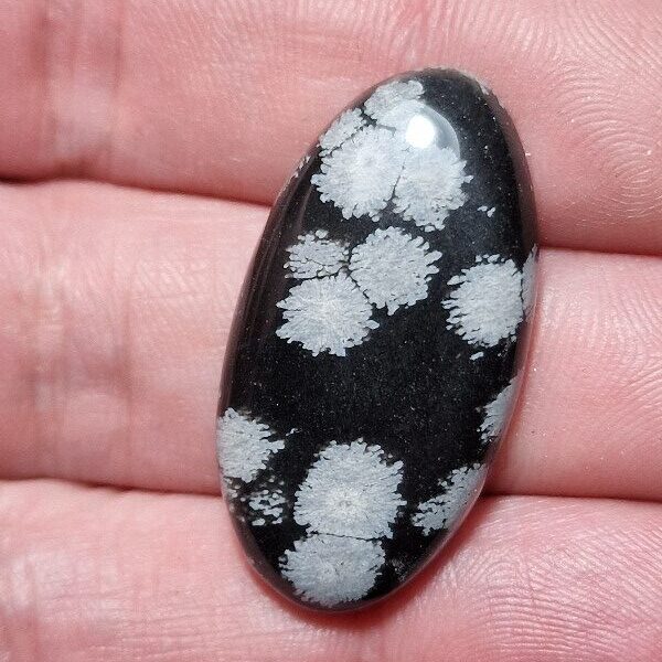 34x18mm snowflake obsidian cabochon