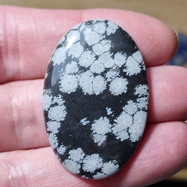 44x29mm snowflake obsidian cabochon