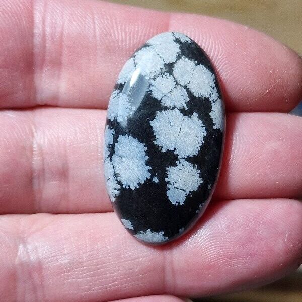 37x21mm snowflake obsidian cabochon