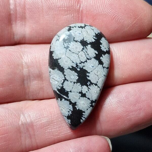 35x20mm snowflake obsidian cabochon