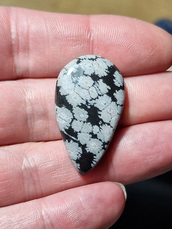 35x20mm snowflake obsidian cabochon