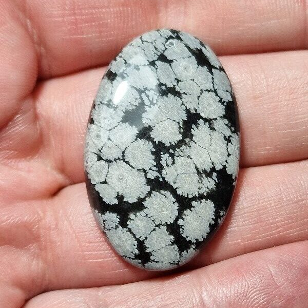 39x25mm snowflake obsidian cabochon