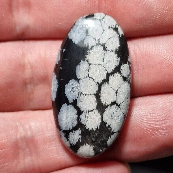 37x21mm snowflake obsidian cabochon