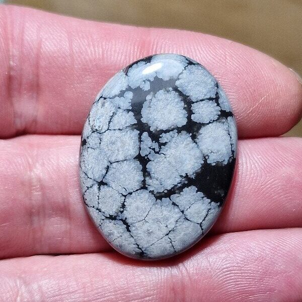 34x26mm snowflake obsidian cabochon