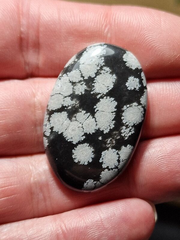 38x25mm snowflake obsidian cabochon