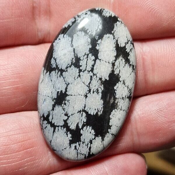 44x27mm snowflake obsidian cabochon