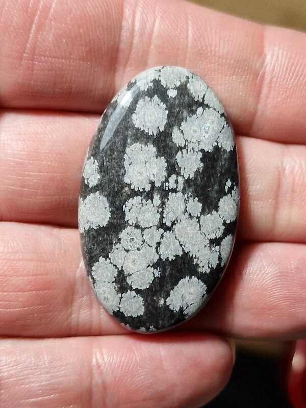 43x26mm snowflake obsidian cabochon