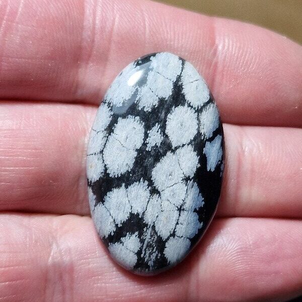 38x24mm snowflake obsidian cabochon