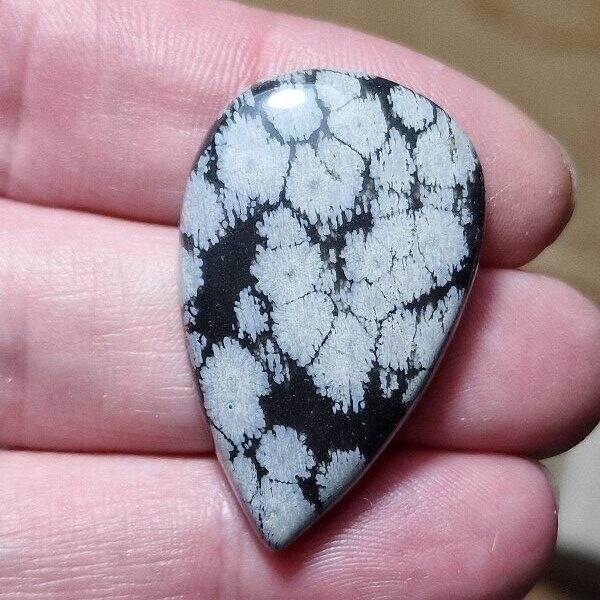 38x24mm snowflake obsidian cabochon
