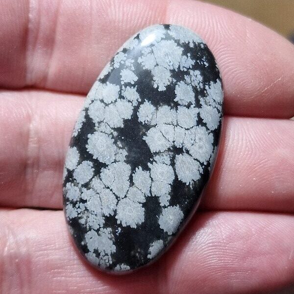 41x24mm snowflake obsidian cabochon