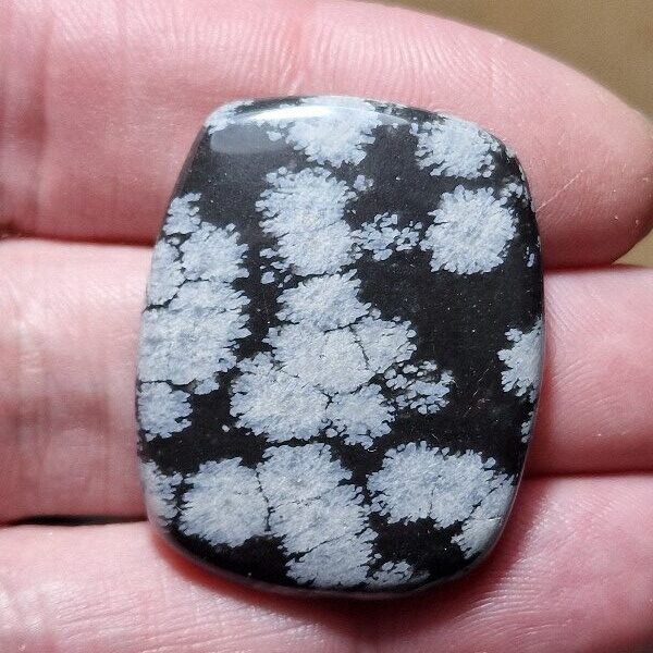 34x28mm snowflake obsidian cabochon
