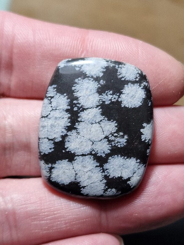 34x28mm snowflake obsidian cabochon