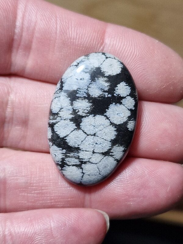 35x23mm snowflake obsidian cabochon