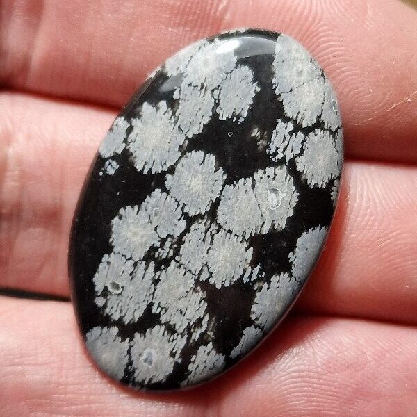 37x24mm snowflake obsidian cabochon