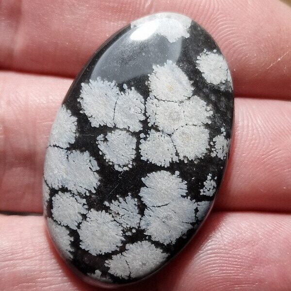 39x24mm snowflake obsidian cabochon