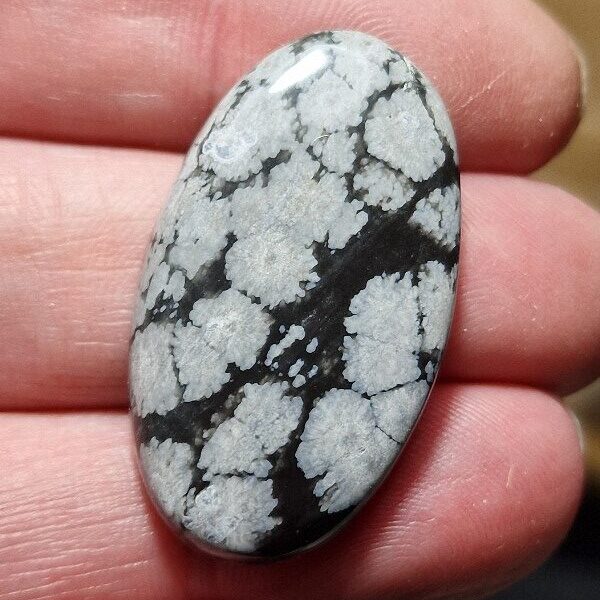 36x21mm snowflake obsidian cabochon