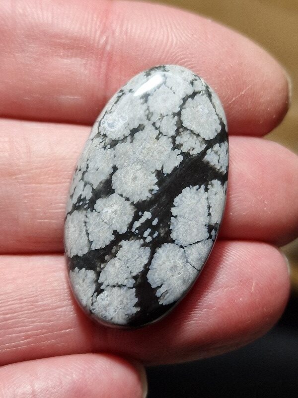 36x21mm snowflake obsidian cabochon