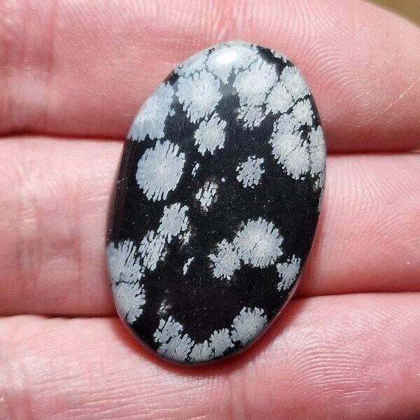 34x22mm snowflake obsidian cabochon