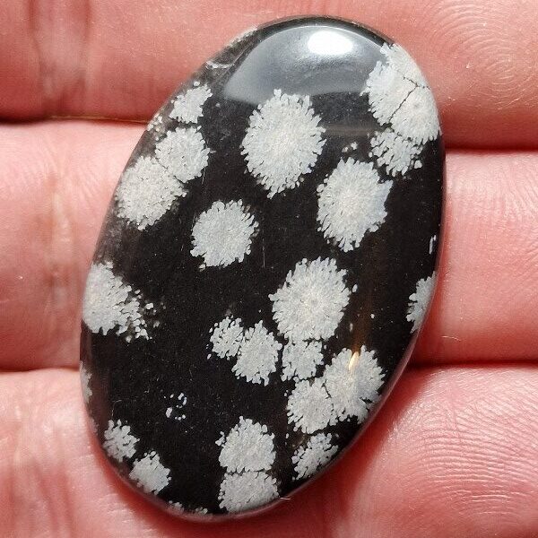 40x25mm snowflake obsidian cabochon