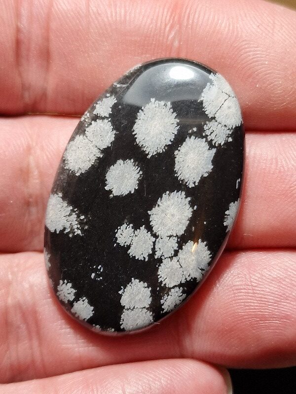 40x25mm snowflake obsidian cabochon