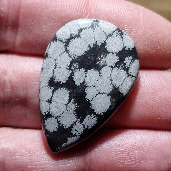 36x25mm snowflake obsidian cabochon