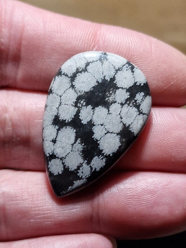 36x25mm snowflake obsidian cabochon