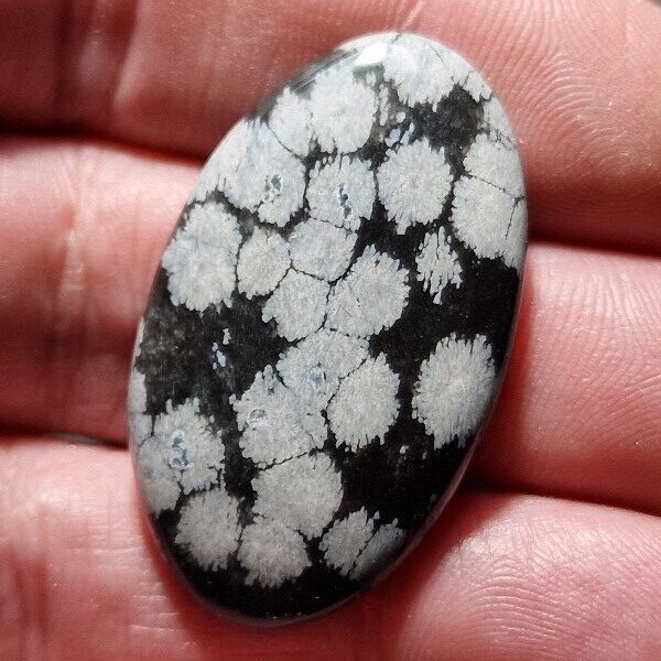 38x23mm snowflake obsidian cabochon