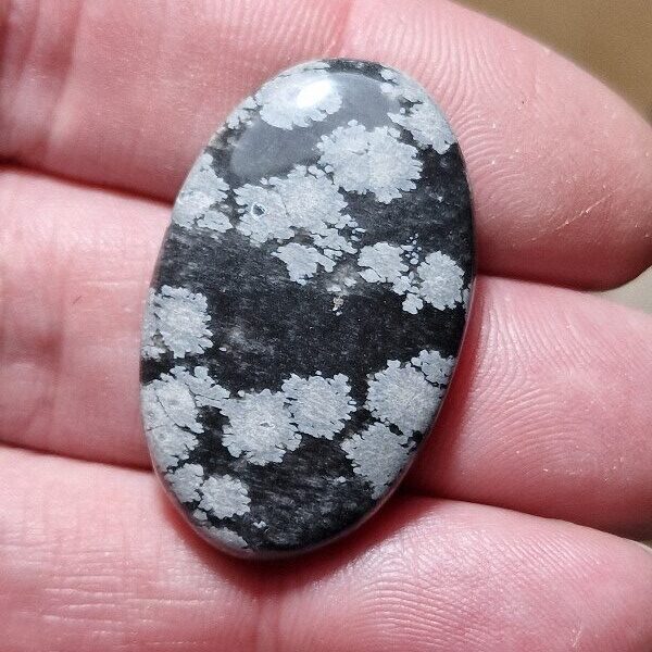 35x22mm snowflake obsidian cabochon