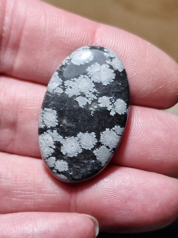 35x22mm snowflake obsidian cabochon